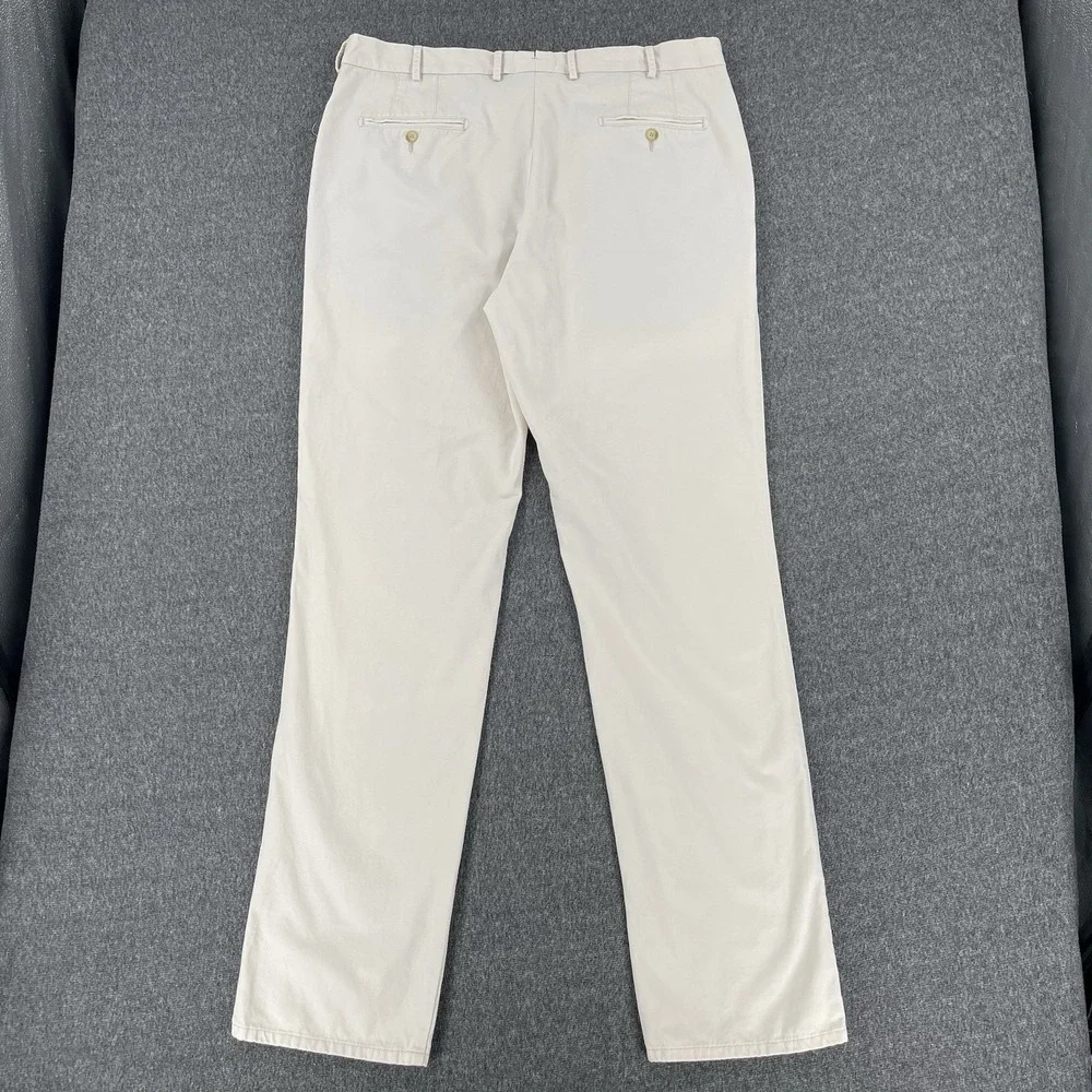 Peter Millar Pants Mens 38x36 Cream White Chino Straight Leg Preppy Casual Crown